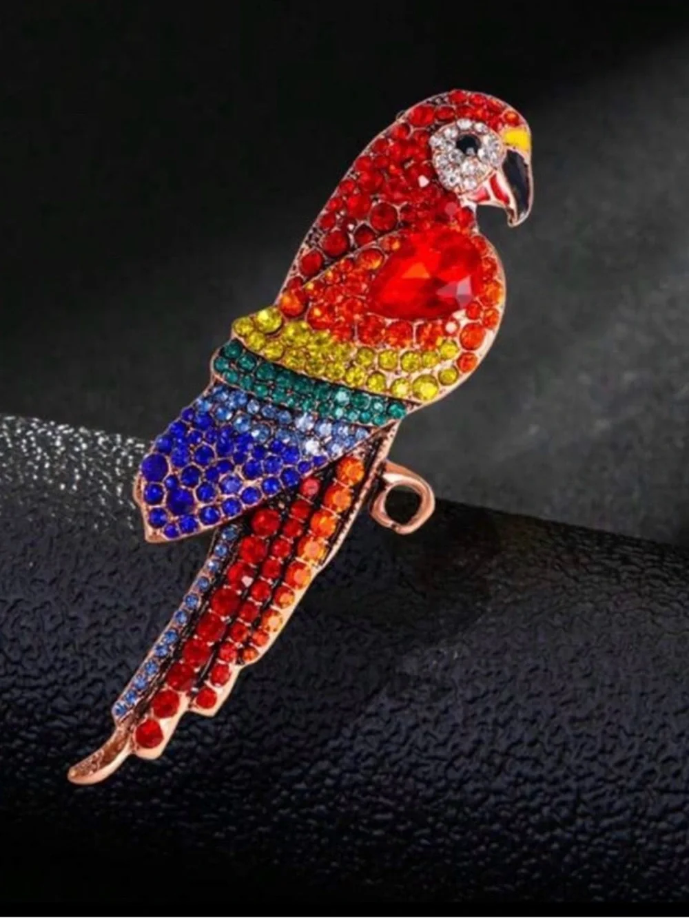 Multicolor Parrot Crystal Brooch - Vibrant Bird Pin